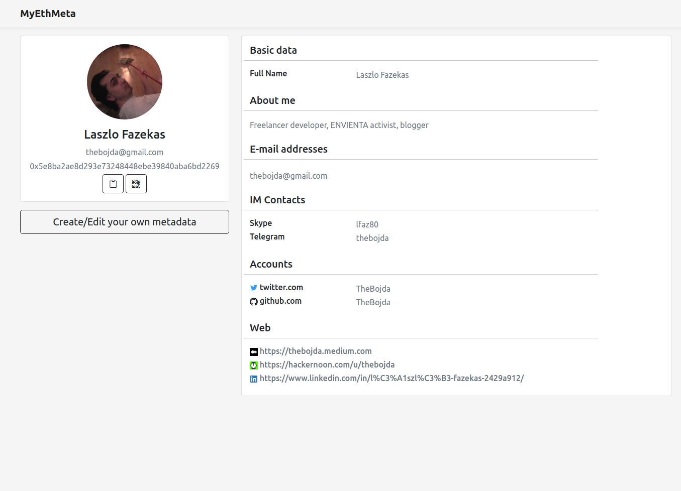 Profile page screenshot